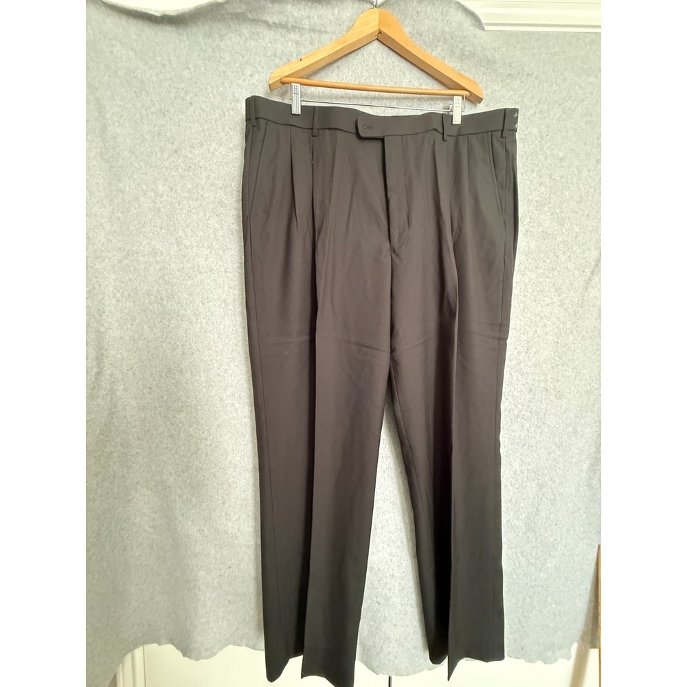 George Dress Pants Men's Size 44x32 Black Flat Front Classic Fit Slacks Trousers